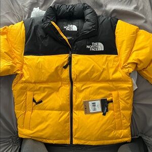 The North Face retro nuptse Yellow and Black Jacket